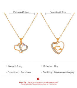 Rising Moon Europäische und amerikanische neue Legierung Zirkon Liebe Herz Anhänger Paar Halskette - Product Image 4