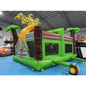 Château gonflable dinosaure avec toboggan, thème Jurassic, pour enfants, vente en gros, châteaux gonflables pour location commerciale - Product Image 4