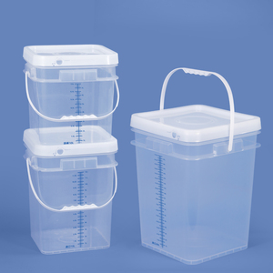 Cubo de plástico cuadrado de <span class=keywords><strong>4</strong></span> <span class=keywords><strong>litros</strong></span> y 1 galón a precio de fábrica con línea de escala para mezclar <span class=keywords><strong>pintura</strong></span> Cubo cuadrado de alta calidad con asa de tapa - Product Image 3