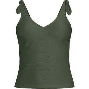 FOXA Ensemble de maillot de bain 2 pièces extensible pour femme, haut tankini côtelé à nouer aux épaules, col en V, taille haute - Product Image 4