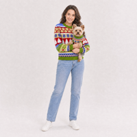 Set Sweater Rajut Kustom untuk Manusia dan Anjing, Pakaian Rajut Wanita, Pakaian Anjing Peliharaan, Pabrik ODM OEM Grosir