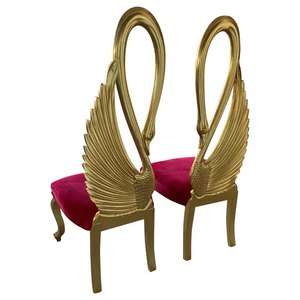 Lujo princesa Príncipe Rey reina loveseat trono silla blanco y oro novia y novio silla Cisne forma boda trono silla - Product Image 4