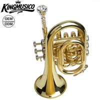 Bb Pocket Trumpet Mini Brass Instrument | Compact Palm Trumpet for Practice, Travel & Beginner Players
