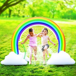 <b>Inflatable</b> Rainbow Water Archway Outdoor PVC Kids Play Toy With Cloud Bases For Garden Fun - Product Image 1