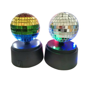 Lampe LED rotative en verre argenté, style boule disco, fabriquée à la main, mini-lumières de scène magiques pour fêtes, Nouvel An, Saint-Valentin - Product Image 5
