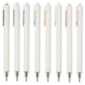 Set of 5 Aesthetic Black Ink Retro Colour Retractable Sign White Color Gel Pen Set