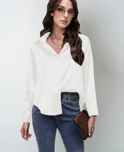 Camicette da donna Ohsisa eleganti top <span class=keywords><strong>camicia</strong></span> Casual di seta di raso camicie larghe da donna <span class=keywords><strong>a</strong></span> <span class=keywords><strong>maniche</strong></span> lunghe da ufficio camicette da ufficio - Product Image 3