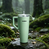Mug isotherme hygiénique en acier inoxydable avec paille escamotable à un clic, isolation thermique pour les personnes soucieuses de leur santé