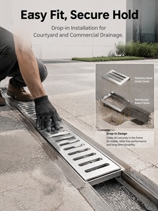 Couvercle de manhole dissimulé en acier inoxydable, couvercle de caniveau de drainage, couvercle de drain de sol décoratif pour cour, couvercle d'égout - Product Image 5