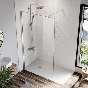 <span class=keywords><strong>Mampara</strong></span> de <span class=keywords><strong>Ducha</strong></span> sin Marco Foshan, Panel de Vidrio Nano Cromado 304 para Baño, con Abrazadera de Vidrio para Montaje en Pared - Product Image 1