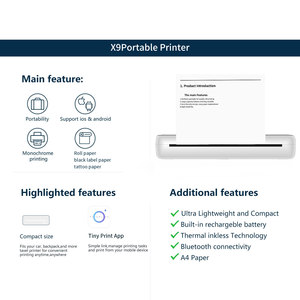 Imprimantes portables A4 sans fil 200 DPI Mini imprimante sans encre Android IOS Imprimante thermique BT4.0 pour outils Bureau École - Product Image 5