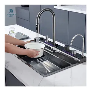 304 in acciaio inox multifunzionale moderno lavello cucina intelligente lavello a cascata