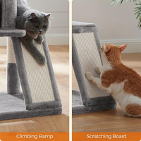 Usine personnalisée moderne gris clair en peluche grand chat chaud grimper griffoir condo pour chats avec grattoirs et lit