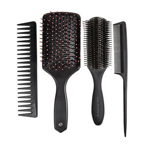 Wanmei Black Carbon Fiber Hair Styling Set 4-Piece Comb <b>Brush</b> <b>Smoothing</b> Massage Tools for Women - Product Image 5