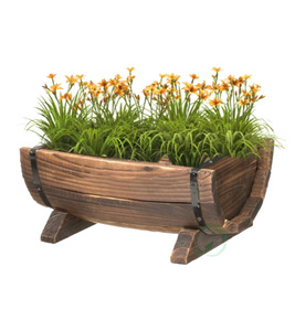 Jardinière de jardin en bois haute stabilité jardinière en forme de demi-cercle avec jambe pour serrure - Product Image 4