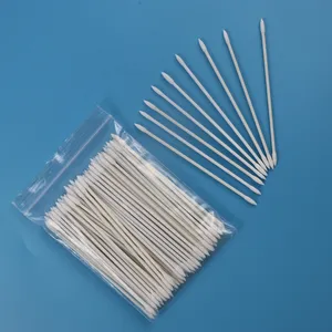 100 buah batang kertas Biodegradable Mini ujung runcing kapas Qtips untuk pembersih kosmetik