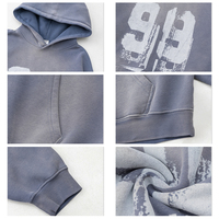 Sudadera con Capucha de Felpa con Estampado DTG de Graffiti Personalizado y Efecto Desgastado High Street Monkey, Hombros Caídos, para Hombre