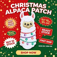 Patch brodé Alpaga Llama à thermocoller ou à coudre, applique animale colorée et festive pour veste, sac à dos, décoration de vacances et DIY