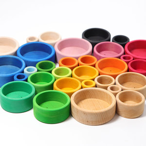 Bloques de construcción de madera para niños en edad preescolar Montessori educación temprana coloridos bloques de piedra apilables juguetes de piedra divertidos - Product Image 3