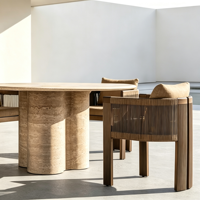 Ensemble de salle à manger extérieur moderne en aluminium durable et imperméable pour hôtel, villa, resort, jardin, cour