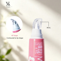 Tube d'emballage cosmétique rose à fleurs, haute qualité, vente chaude, avec logo personnalisé, en PETG, avec embout angulaire et bouchon à vis pour brillant à lèvres et gloss.