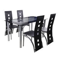 Meilleur choix : Ensemble de table à manger pour cuisine avec une table en verre et 6 chaises en cuir noir