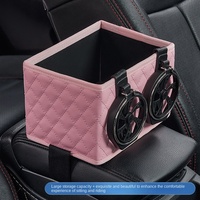 ISF F0802045 Organisateur de voiture moderne en cuir avec porte-gobelet pliable, accoudoir central, 1 compartiment, fabriqué en Chine