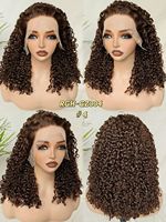Perruques en cheveux humains brésiliens Remy 13*4 SDD transparentes sans colle avec dentelle frontale, densité 200%, pour boucles # 4 couleurs, 16 pouces, blanchi