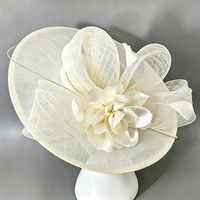 Topi Fascinator Sinamay Elegan, Topi Koktail Bunga Satin untuk Pernikahan, Gereja, Kentucky Derby