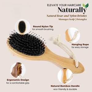 Customizable Bamboo Wood Hair Brush with Laser Type Home Use Air Cushion Boar Bulk Bristle <b>Comb</b> - Product Image 2