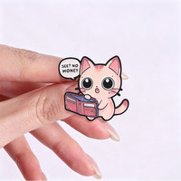 Broche en émail chat rose mignon 'See No Money' en alliage de zinc, accessoire décoratif pour sac à dos, veste, chapeau, revers, cadeau