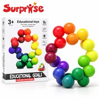 Jouet éducatif en plastique pour enfants de 5 à 7 ans : Boules arc-en-ciel à assembler, entraînement logique, anti-stress, jouet sensoriel pour les doigts