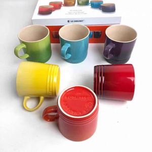 Vente en gros personnalisée de tasses à macarons de style nordique créatives, tasse en céramique à dégradé de couleur arc-en-ciel - Product Image 2