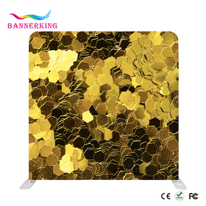BannerKing Parlak Altın Kare Aynalı Izgara Düz Arka Plan Düğün Partisi Fotoğraf Kabini Arka Planı Çerçeveli 10x8ft - Product Image 1