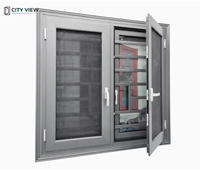 Ventanas Abatibles Modernas de Aluminio con Marco Negro para Nigeria, Ventanas de Doble Vidrio con Ahorro de Energía y Barra Antirrobo