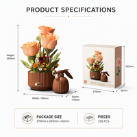 Set Bunga Mawar Koleksi Botani Kustom, Blok Bangunan, OEM Label Pribadi, Dekorasi Rumah Estetik, Hadiah untuk Anak Perempuan