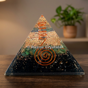 Pirámide de Orgón de Cristales Rozrin con Incrustaciones de Turmalina Verde Aventurina, Escultura Tallada en Cristal, Decoración para el Hogar - Product Image 3