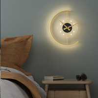Lampe murale LED moderne de luxe en métal et fer avec horloge pour chambre à coucher, couloir, maison, hôtel, décoration intérieure