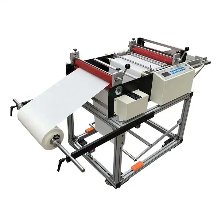 ماكينة قطع ورقية كهربائية أوتوماتيكية، آلة قطع الورق الملفوف تلقائيًا وإعادة اللف عبر طبقات البلاستيك كهدية، قاطع ورق