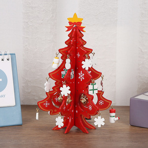 3D Wooden Christmas Tree Ornament Mini Christmas Window Display Craft Christmas Gift <strong>Idea</strong> - Product Image 4