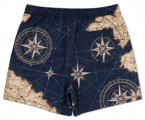 <b>Men's</b> Quick Dry Board <b>Shorts</b> Elastic Waist Drawstring Blue Wave Print <b>Swim</b> Trunks - Product Image 6