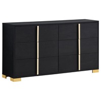 Ensemble de chambre à coucher moderne noir 5 pièces avec grand rangement et éclairage LED intégré, idéal pour chambre, hôtel, appartement