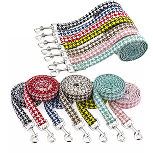 Conjunto de Correa y <span class=keywords><strong>Collar</strong></span> Ajustable y Duradero de Algodón y Lino de Lujo con Diseño de Pata de Gallo, Accesorios para Mascotas para Perros Pequeños, Gatos y Cachorros - Product Image 3