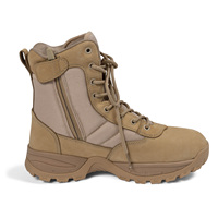 Bottes de sécurité tactiques imperméables en cuir de vache véritable pour hommes avec fermeture éclair, doublure en maille confortable pour l'été et l'hiver