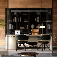 Bureau moderne en acier et en bois de style italien avec marbre naturel pour immeuble de bureaux ou usage domestique