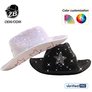 Sombrero de Vaquera Personalizado con Logotipo de Perlas y Pedrería, Gorra de Fiesta Glamurosa para Despedida de Soltera, Sombrero de Vaquera de Ala Ancha para Mujer - Product Image 2