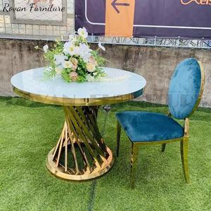 New Design Modern Round MDF Marble <strong>Glass</strong> Top Gold Stainless Steel Cake <strong>Coffee</strong> <strong>Tables</strong> for Wedding and Event - Product Image 4