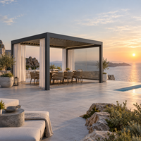 Pergola bioclimatique moderne en aluminium imperméable de taille 6x4 avec toit à lames orientables pour terrasse et protection solaire