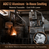 Boîtier de moteur de générateur onduleur 5KVA en aluminium ADC12 H340G moulé sous pression, personnalisé OEM, directement du fabricant avec 18 ans d'expérience