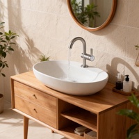 Robinet de lavabo encastré élégant en céramique, finition or rose, monotrou, design minimaliste pour salle de bain